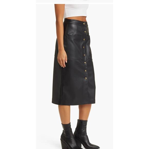 #25bk- NWT- BLANKNYC Patch Pocket Faux‎ Leather Mini Skirt in City Bound Size:24 - Picture 3 of 4
